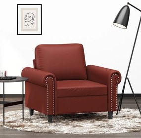vidaXL Poltrona 60 cm couro artificial vermelho tinto