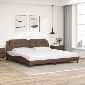 Cama com colchão 200x200 cm couro artificial castanho