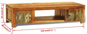 Móvel de TV vintage com 2 portas madeira reciclada