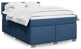 vidaXL Cama com molas/colchão 160x200 cm tecido azul