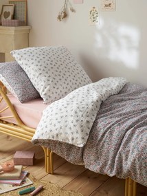 Conjunto capa de edredão e fronha em musselina de algodão Retro Flowers, com algodão reciclado, para criança estampado rosa