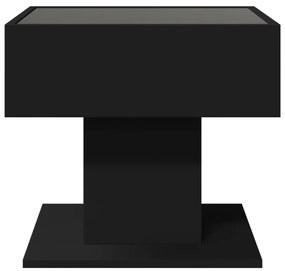 Mesa de centro c/ LEDs 50x50x45cm contraplacado preto brilhante