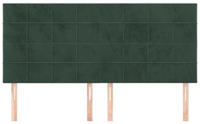 Cabeceira de cama 4 pcs veludo 80x5x78/88 cm verde-escuro