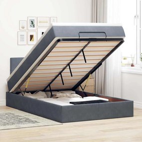 Cama otomana com colchão 120x190 cm veludo cinzento-escuro