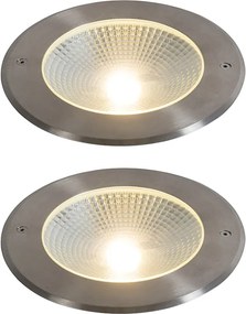 Conjunto de 2 focos de chão modernos em aço, incluindo LED 20W - Bridge