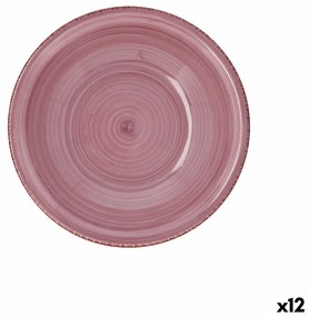 Prato Fundo Quid Peoni Vita Cerâmica Cor de Rosa (ø 21,5 cm) (12 Unidades)