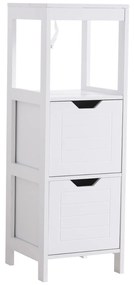 Kleankin Armário de banheiro Armário multifuncional com prateleira aberta 2 gavetas de armazenamento Design anti-dica  Branco|Aosom Portugal