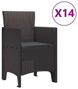 Conjunto de Jantar para o Jardim 15 pcs Castanho Grande