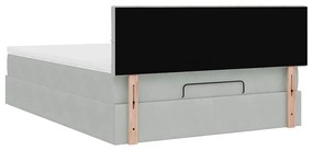 Estrutura de cama otomana com colchão 140x200 cm cinzento claro