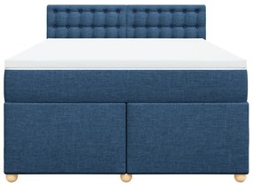 Cama com molas/colchão 140x200 cm tecido azul