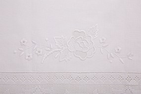 315x175 cm Toalha de mesa de linho bordada a mão C/ Crochê