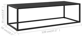 Mesa de centro 120x50x35 cm vidro preto