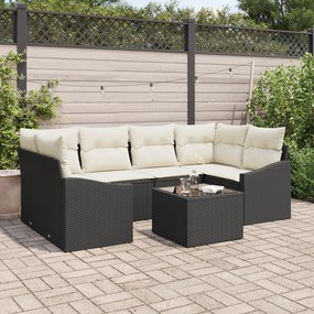Conjunto de Jantar para Jardim de 7 Peças com Almofadas em Rattan Pret