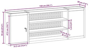 Armário para Ferramentas VidaXL Parede com Painel de Ferramentas Preto