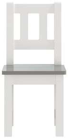 3 pcs conjunto mesa e cadeiras infantil MDF branco e cinzento