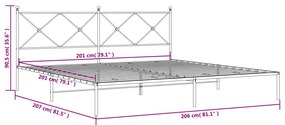 Estrutura de cama com cabeceira 200x200 cm metal branco