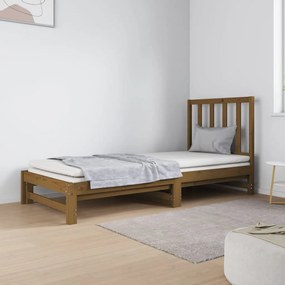 Estrutura sofá-cama de puxar 2x(90x190)cm pinho maciço castanho