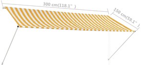 Toldo retrátil 300x150 cm amarelo e branco