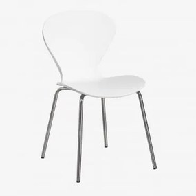Stackable Dining Chair Uit Cinza Cromado & Polipropileno Branco & Polipropileno - Sklum