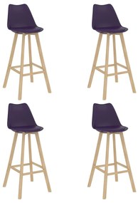 vidaXL Bancos de bar 4 pcs PP e madeira de acácia roxo-escuro
