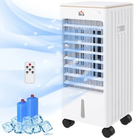Climatizador Refrigerador de Ar Portátil 3 em 1 Humidificador Ventoinha com 3 Velocidades Temporizador 22,5x24,5x54 cm Branco