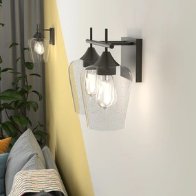 Candeeiro de Parede com 2 Velas de Parede em Forma de Sombra de Vidro Suporte de Vela de Parede Acima do Espelho e Mesa 35 x 17 x 28 cm