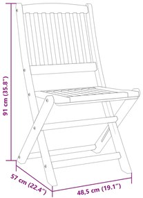 3 pcs conjunto jantar dobrável p/ jardim madeira acácia maciça