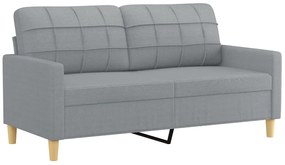 2 pcs conjunto de sofás com almofadas tecido cinzento-claro