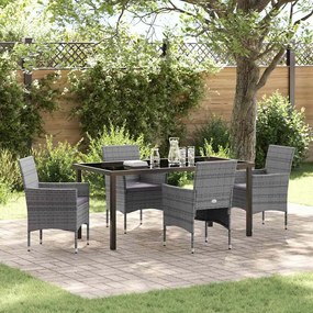 vidaXL Conjunto de Jantar para Jardim de 5 Peças em Rattan Sintético Cinza