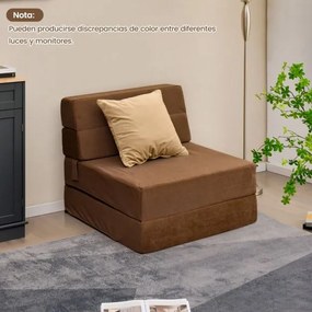 Sofá-cama dobrável 3 em 1 Capa amovível e lavável Cama de hóspedes portátil 190 x 71 x 15 cm Castanho