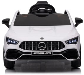 Carro elétrico para crianças Mercedes CLA45s AMG, 12V pneus de borracha EVA, banco em pele artificial Branco