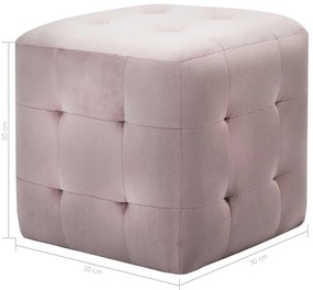 Pufe 2 pcs 30x30x30 cm veludo rosa