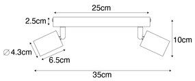 Spot moderno preto retangular 2-luz - Facil Moderno