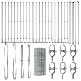 Cerca Euro com 13 Postes Flangeados 0.4x50 m Aço Galvanizado