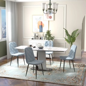 Conjunto de 4 Cadeiras de Jantar Modernas Cadeiras de Cozinha Estofadas em Veludo com Pés de Aço 45x54x87 cm Azul Claro