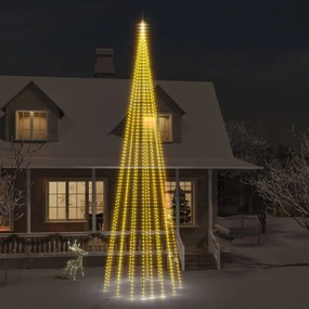 vidaXL Árvore de Natal mastro de bandeira 1134 LED 800cm branco quente