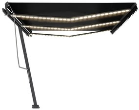 Toldo retrátil manual com LED 600x300 cm antracite