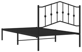 Estrutura de cama com cabeceira 100x190 cm metal preto