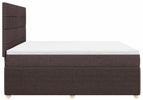 Cama com molas/colchão 200x200 cm tecido castanho-escuro