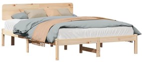 Cama com Cabeceira 140x200 cm em Madeira de Pinho Sólido