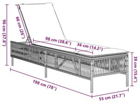 Espreguiçadeiras com almofadões 2 pcs vime PE bege