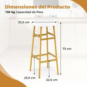 Conjunto de 2 Bancos de Bar Redondos, 33,5 x 73 cm, Estrutura Metálica Reforçada, Branco