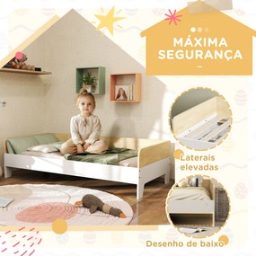 AIYAPLAY Cama para Crianças acima de 3 Anos 143,5x74x40 cm Cama de Mad
