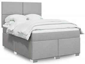 Cama com molas/colchão 140x190 cm tecido cinzento-claro