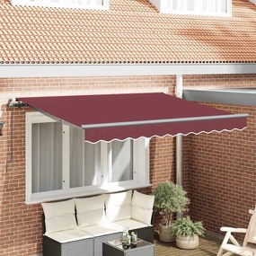 vidaXL Toldo Retrátil bordô 3 x 2 m Poliéster e Aço revestido a pó