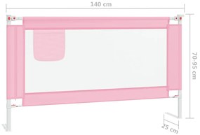 Barra de segurança p/ cama infantil tecido 140x25 cm rosa