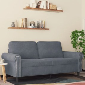 Sofá de 2 lugares 140 cm veludo cinza-escuro
