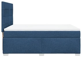 Cama com molas/colchão 160x200 cm tecido azul