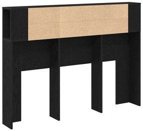Cabeceira Preto Carvalho vidaXL - 140x19x104,5 cm - Feito de Madeira I