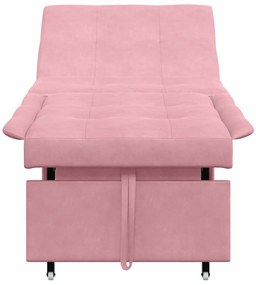 Sofá-cama 3 em 1 Design Retrátil Veludo Rosa